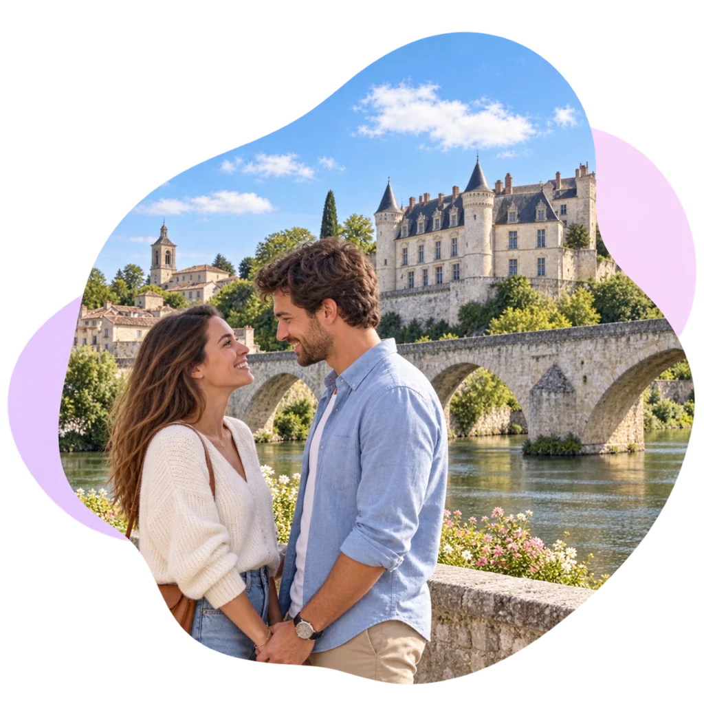Un couple partage un moment de complicité.